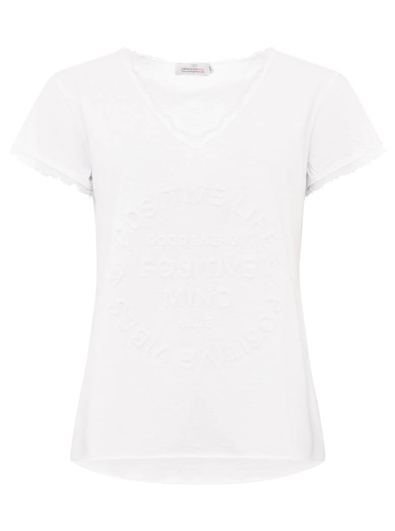 Zwillingsherz T-Shirt »"Positive Mind"«, mit V-Neck, Stempeldruck und Saum im Used-Look von Zwillingsherz