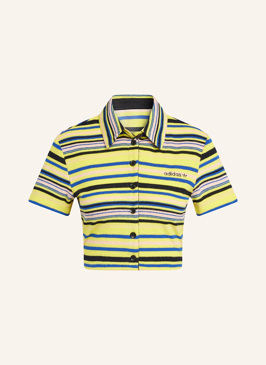 Adidas Originals Cropped-Poloshirt Striped Towel Button Up Aus Frottee gelb von adidas Originals