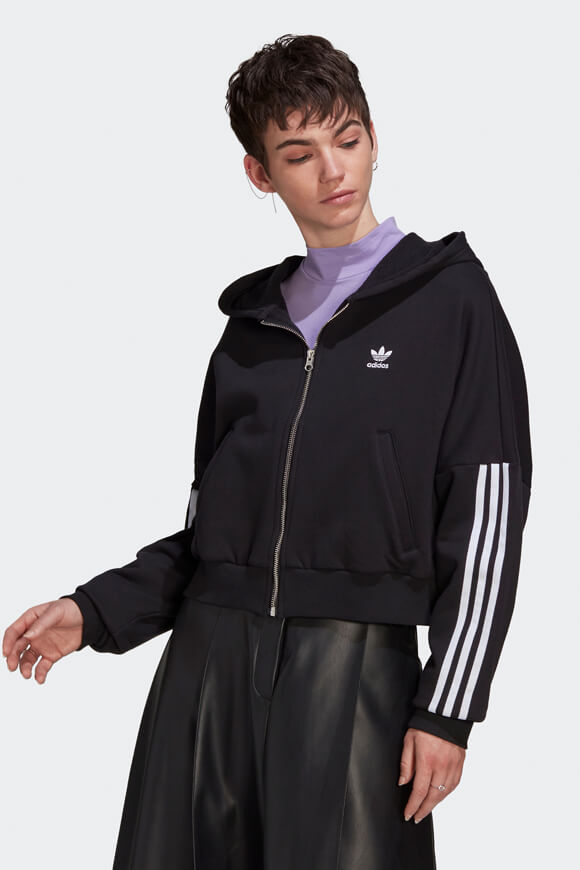 Adidas Originals Crop Kapuzensweatjacke | Schwarz | Damen  | 34 von Adidas Originals