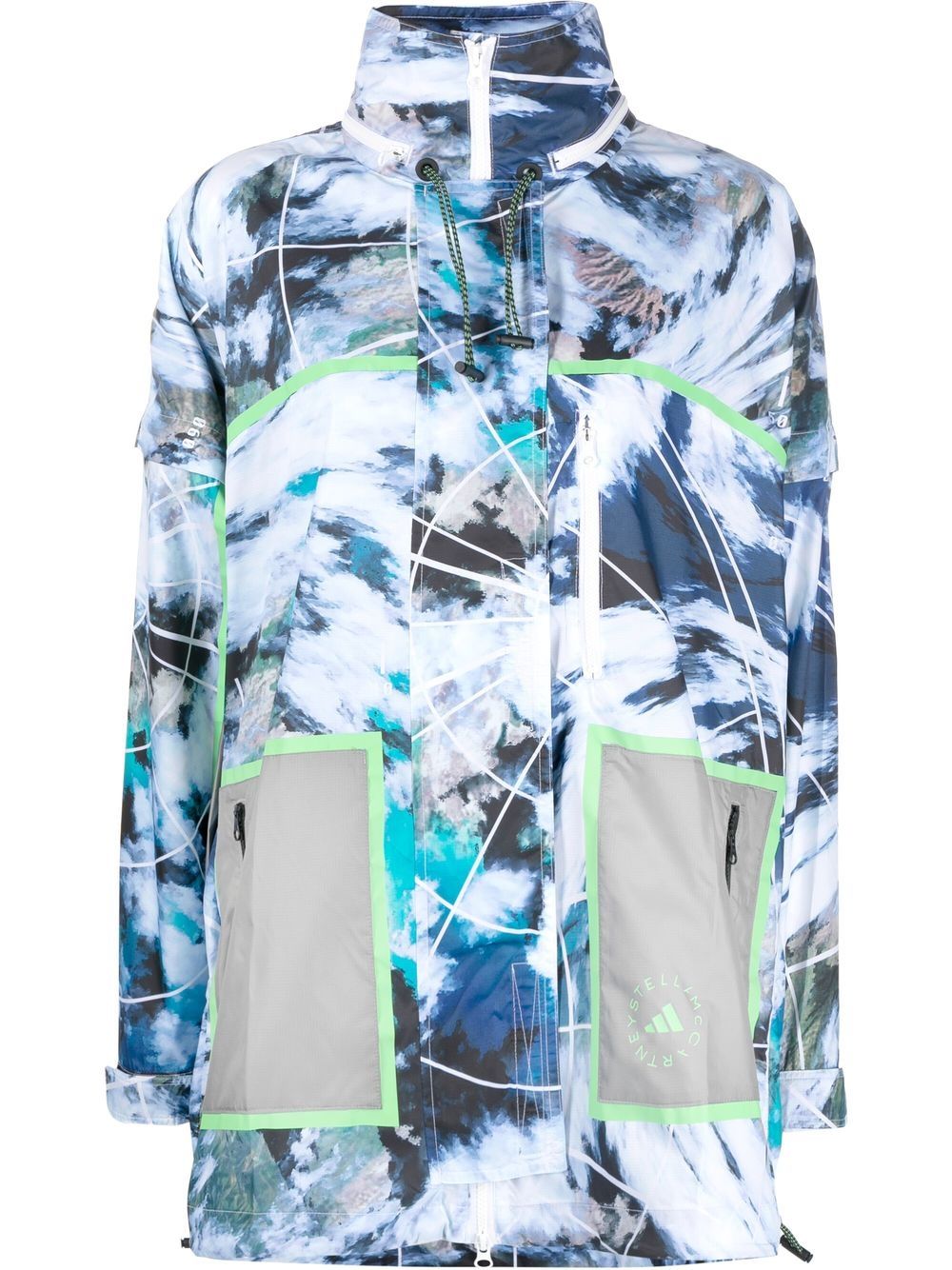 adidas by Stella McCartney TrueNature Packable abstract-print jacket - Blue von adidas by Stella McCartney