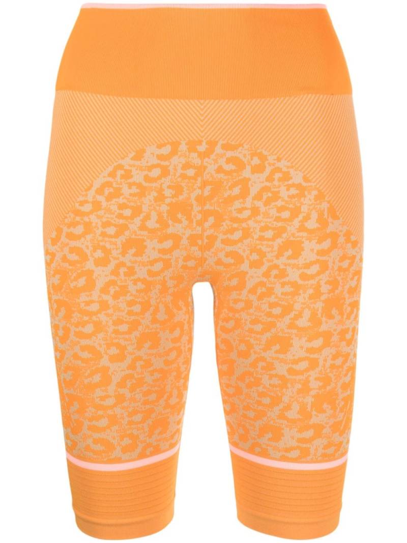 adidas by Stella McCartney leopard-print seamless cycling shorts - Orange von adidas by Stella McCartney