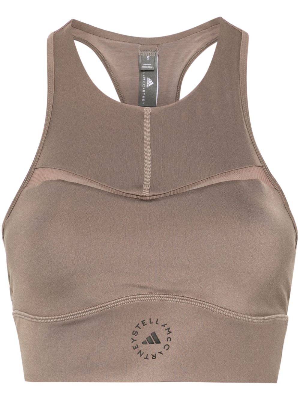 adidas by Stella McCartney logo-print racerback sports bra - Brown von adidas by Stella McCartney