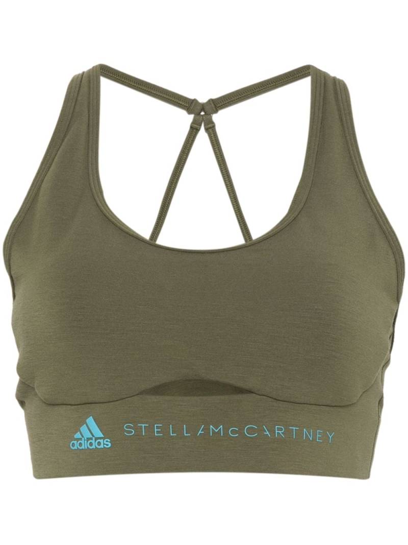 adidas by Stella McCartney logo-rubberised sports bra - Green von adidas by Stella McCartney