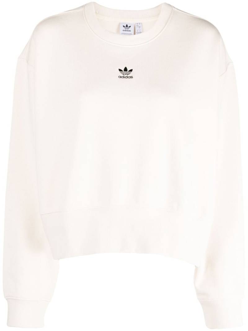 adidas logo-embroidered cotton sweatshirt - Neutrals von adidas