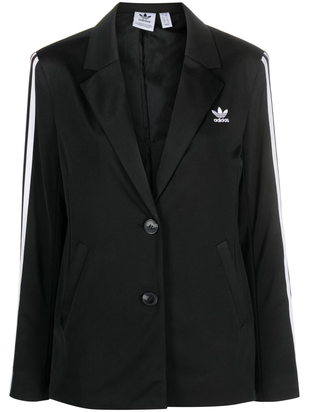 adidas logo-embroidered striped blazer - Black von adidas