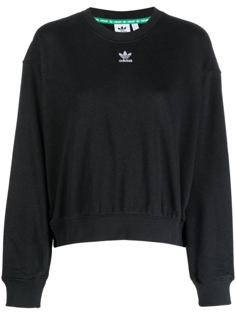 adidas logo-embroidery cotton sweatshirt - Black von adidas