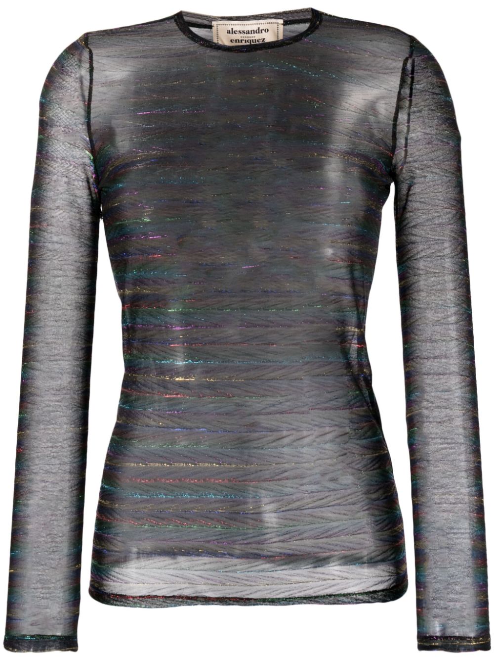 alessandro enriquez striped metallic sheer top - Black von alessandro enriquez