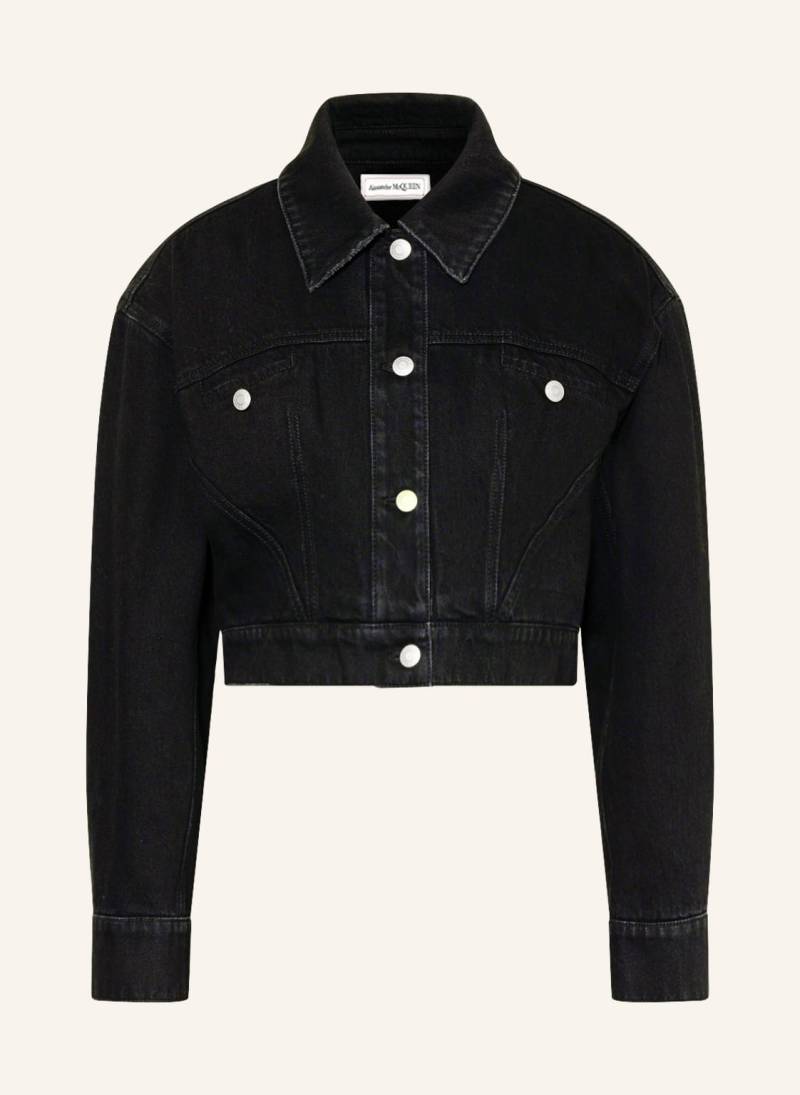 Alexander Mcqueen Cropped-Jeansjacke schwarz von alexander mcqueen