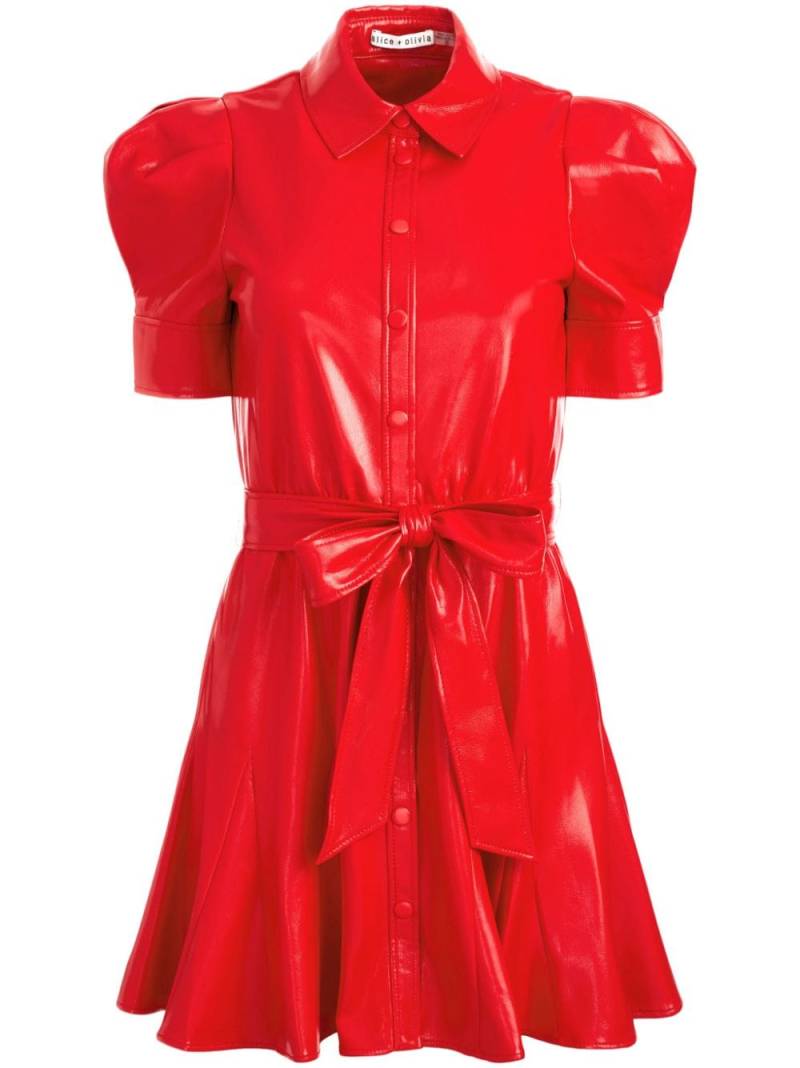 alice + olivia Lurlene faux-leather shirt minidress - Red von alice + olivia