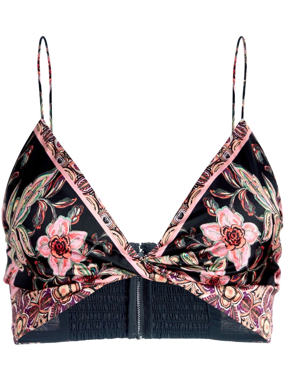 alice + olivia Tay floral-print cropped top - Black von alice + olivia