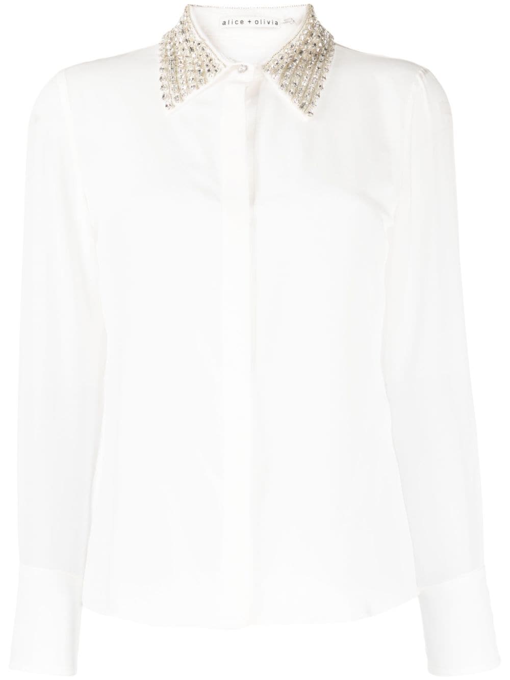 alice + olivia Willa crystal-embellished silk shirt - White von alice + olivia