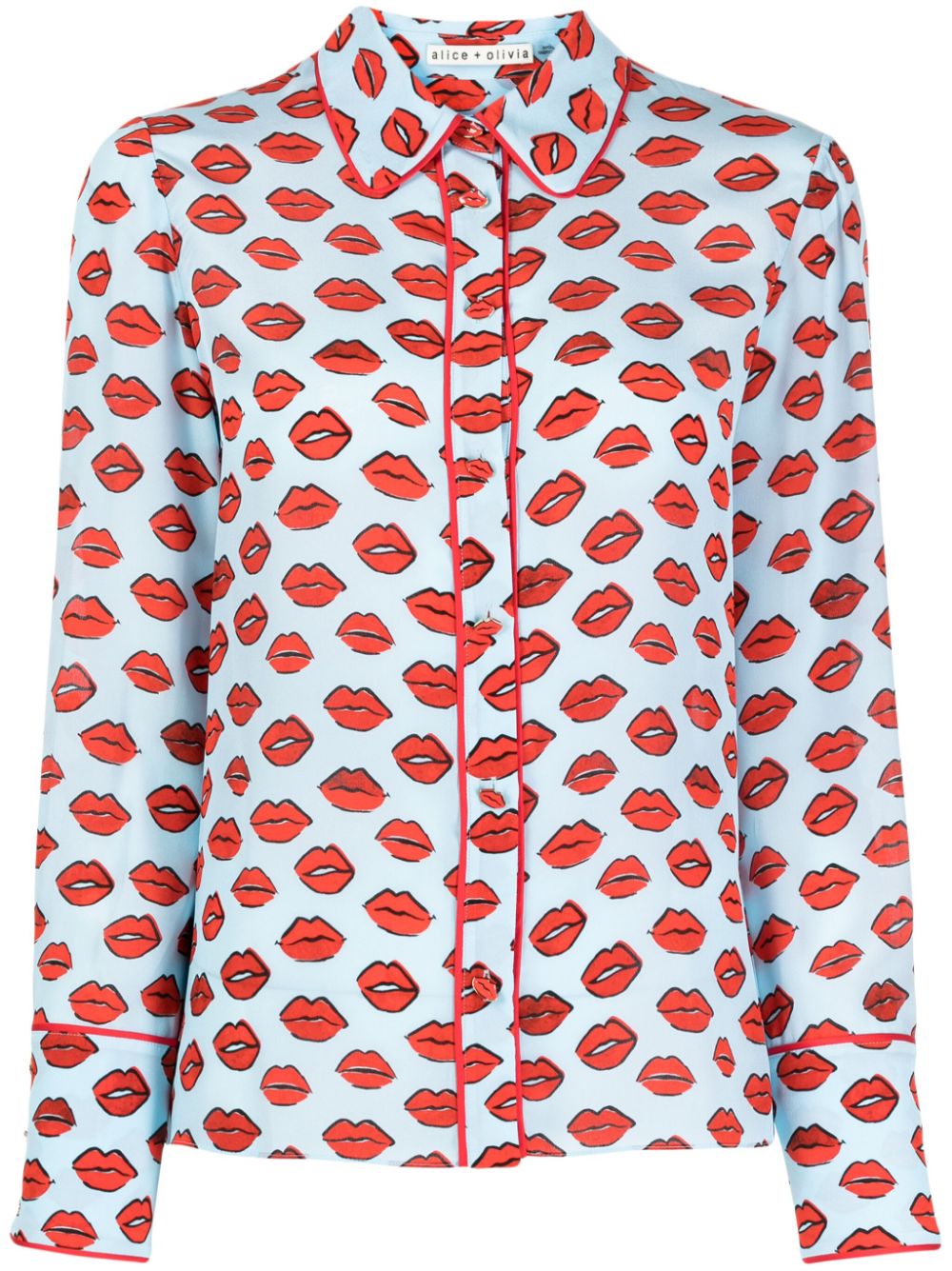 alice + olivia Willa lip-print silk shirt - Blue von alice + olivia