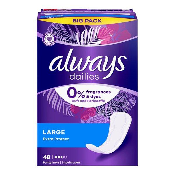 Dailies Large 0 % Extra Protect Slipeinlagen Damen  48STK von always