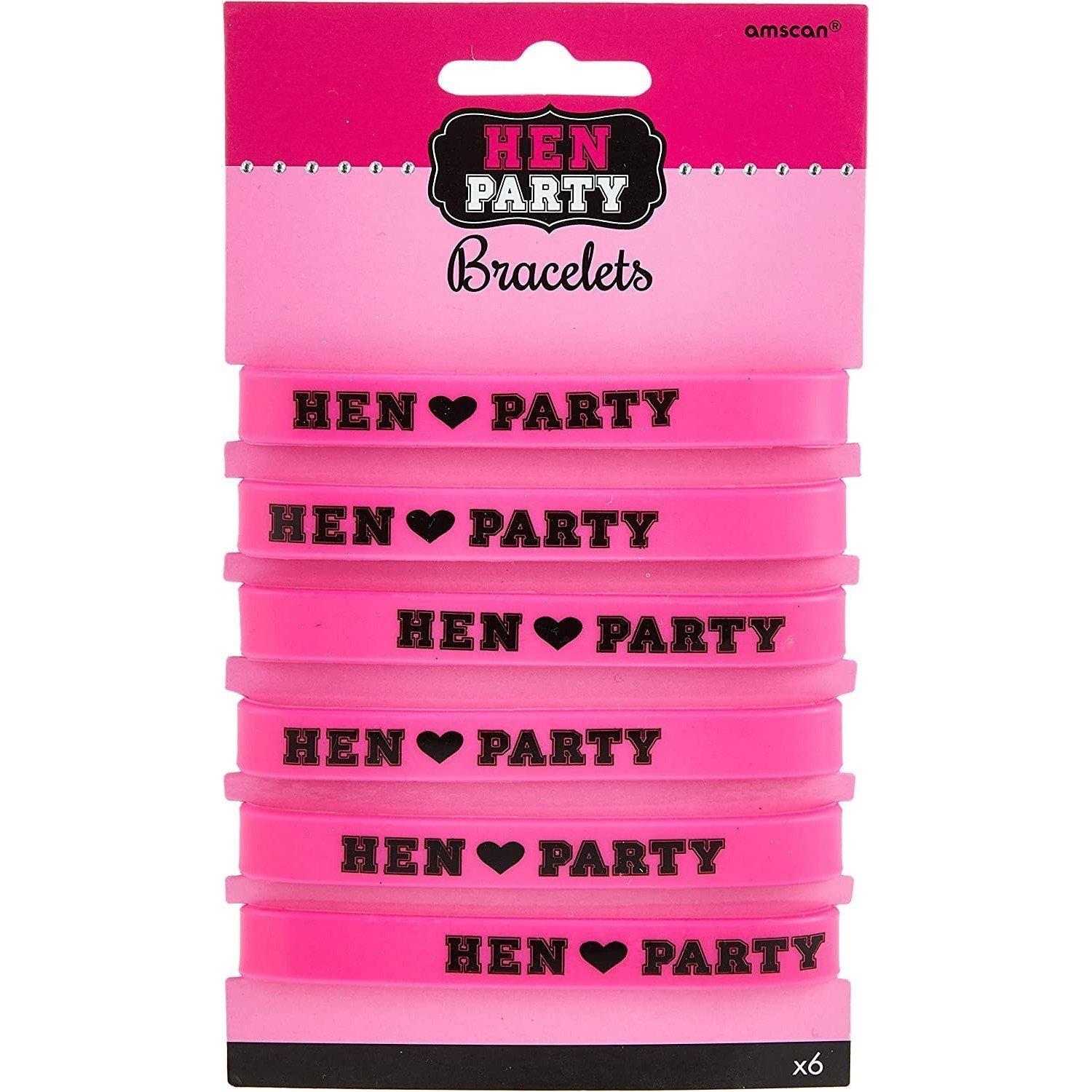 Gummi Armband 6erpack Junggesellinnenabschied Damen Pink ONE SIZE von amscan