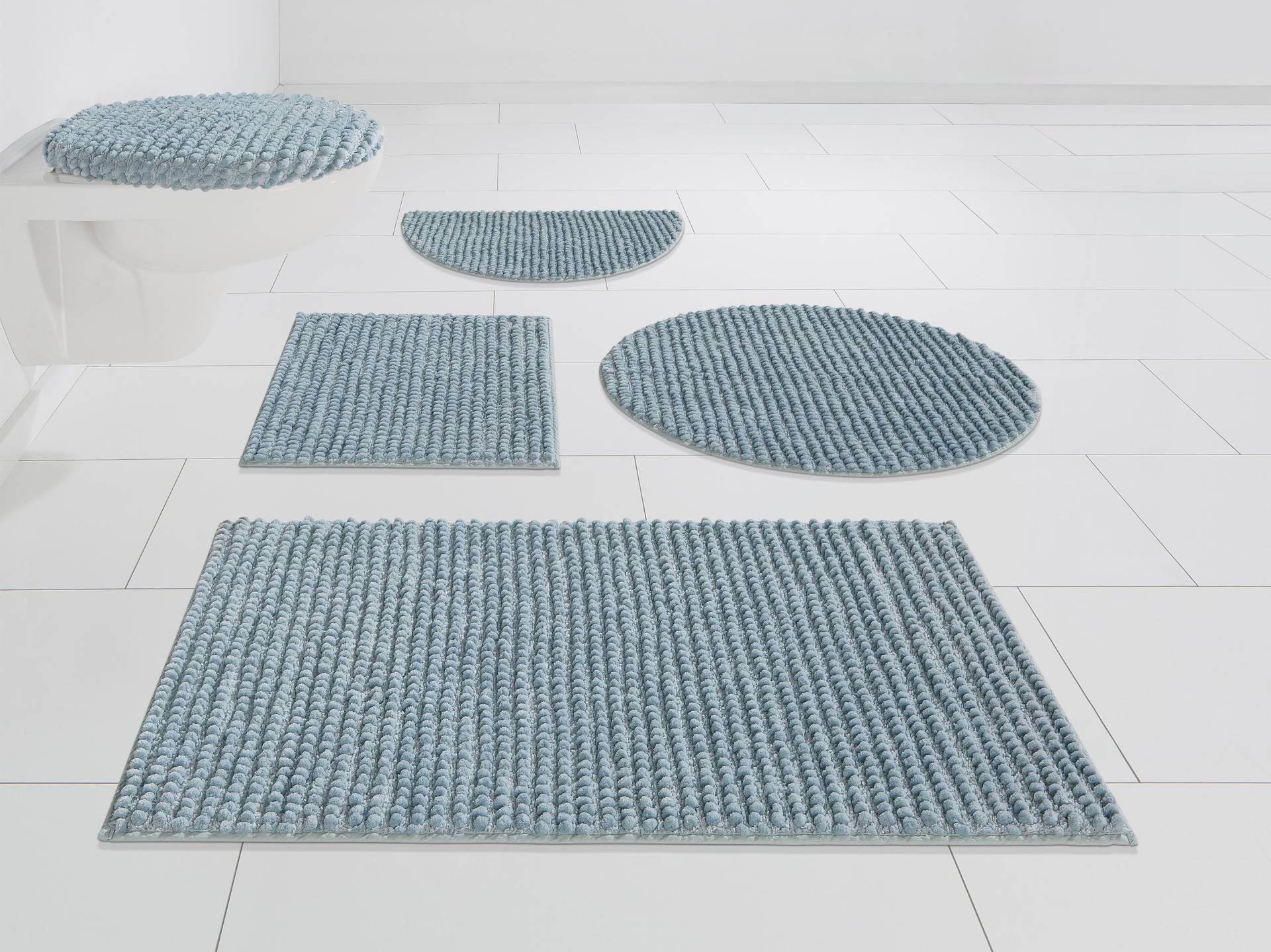 my home Badematte »Renat, Badvorleger, Badezimmer Teppich, Scandi«, fussbodenheizungsgeeignet-schnell trocknend-strapazierfähig, Badteppich, Badgarnitur, Chenille-Optik, auch als 3 tlg. Set von My Home