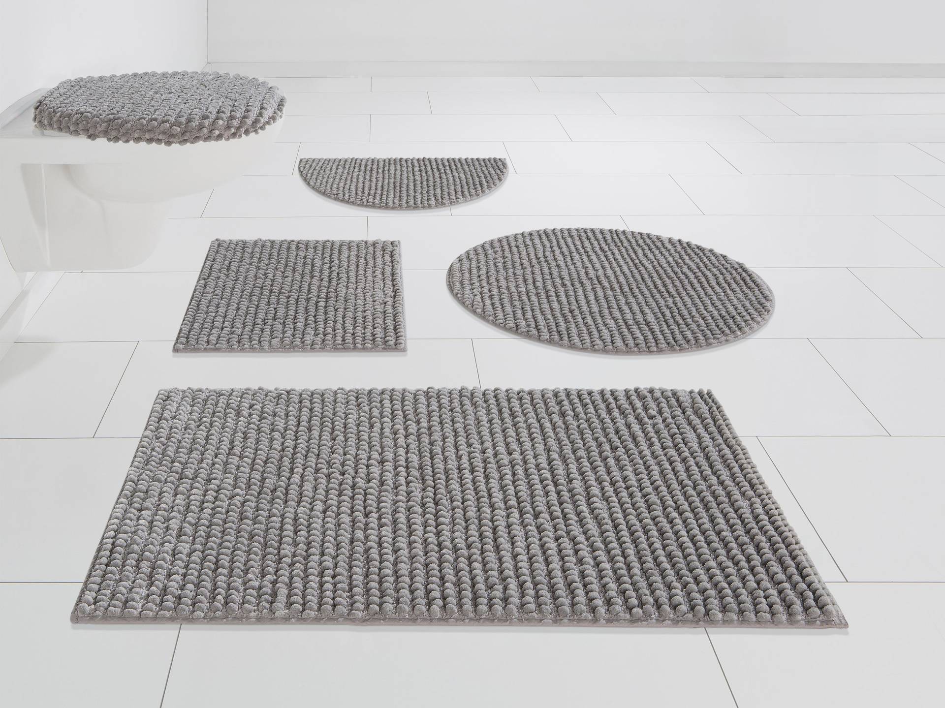 my home Badematte »Renat, Badvorleger, Badezimmer Teppich, Scandi«, fussbodenheizungsgeeignet-schnell trocknend-strapazierfähig, Badteppich, Badgarnitur, Chenille-Optik, auch als 3 tlg. Set von My Home