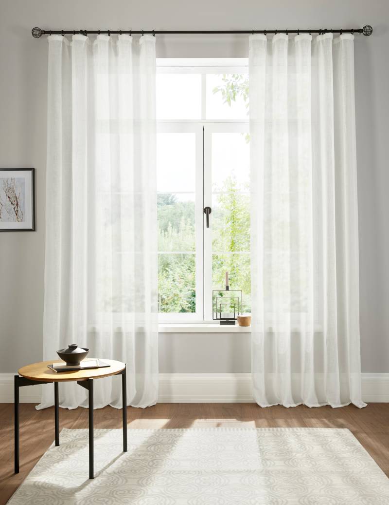 my home Gardine »Fiete«, (1 St.), Leinen Optik, Sichtschutz, halbtransparent, einfarbig, Leinenoptik von My Home