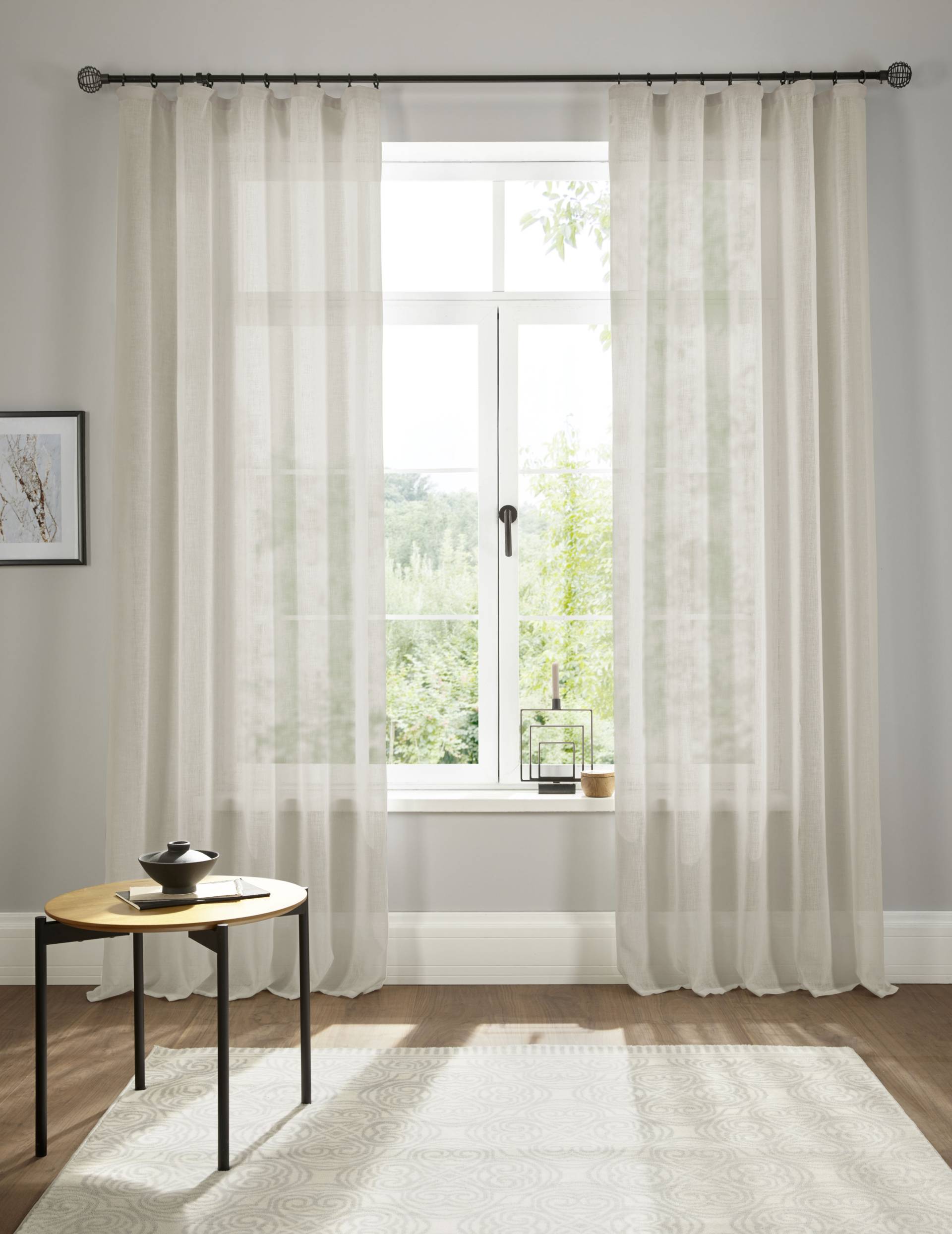 my home Gardine »Fiete«, (1 St.), Leinen Optik, Sichtschutz, halbtransparent, einfarbig, Leinenoptik von My Home