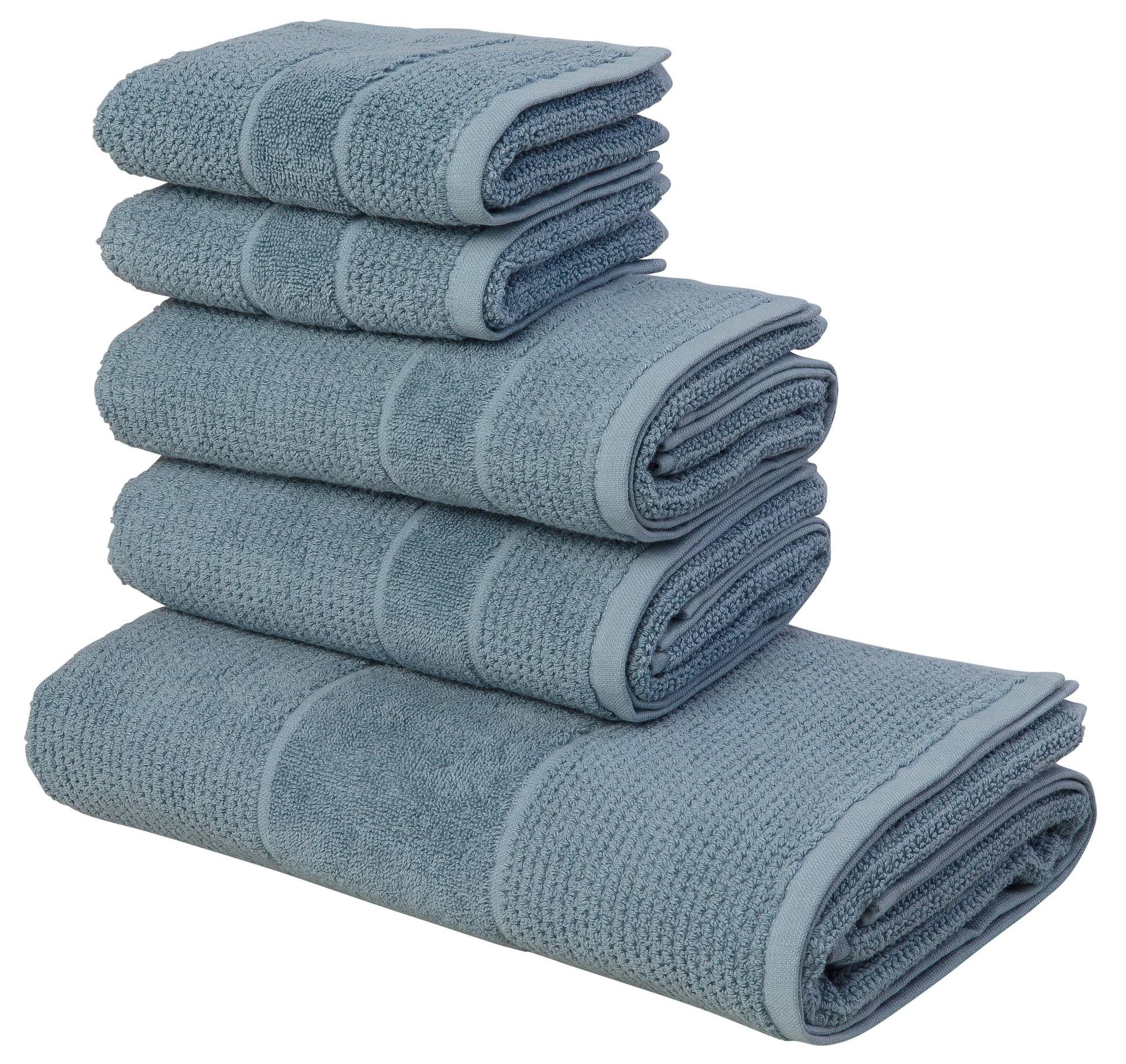 my home Handtuch Set »Kimi, Duschtuch, Handtücher und Gästetücher«, Set, 5 tlg., Walkfrottee, 100% Baumwolle, einfarbig, weich, mit Bordüre, besondere Struktur von My Home