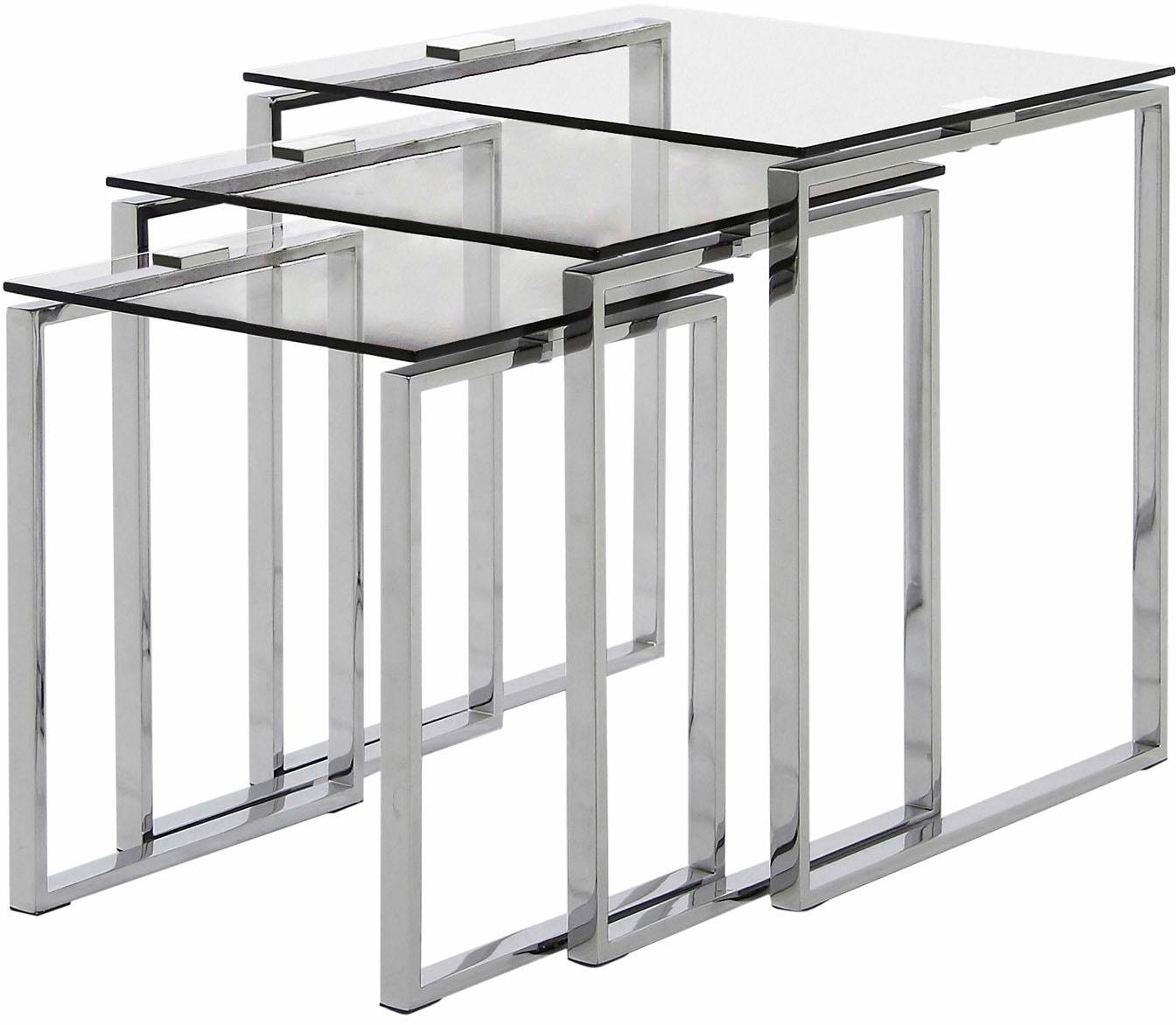 ACTONA GROUP Beistelltisch »Karina, TOPSELLER!«, (Set, Couchtisch, Sofatisch), mit einer Glastischplatte aus klarem Glas mit Chromgestell von ACTONA GROUP