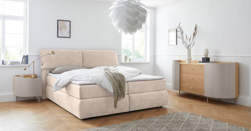 andas Boxspringbett »Jenson«, in 4 Farben, 4 Breiten, 3 Matratzenarten in 2 Härtegraden, Topper von andas