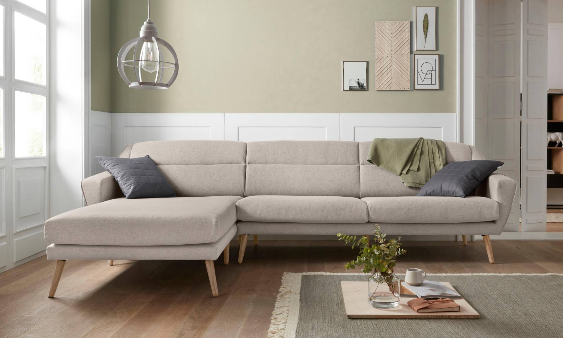 andas Ecksofa »Bille L-Form«, mit Naht im Rückenkissen und Beinen aus Eichenholz andas Ecksofa »Bille L-Form«, mit Naht im Rückenkissen und Beinen aus Eichenholz von andas