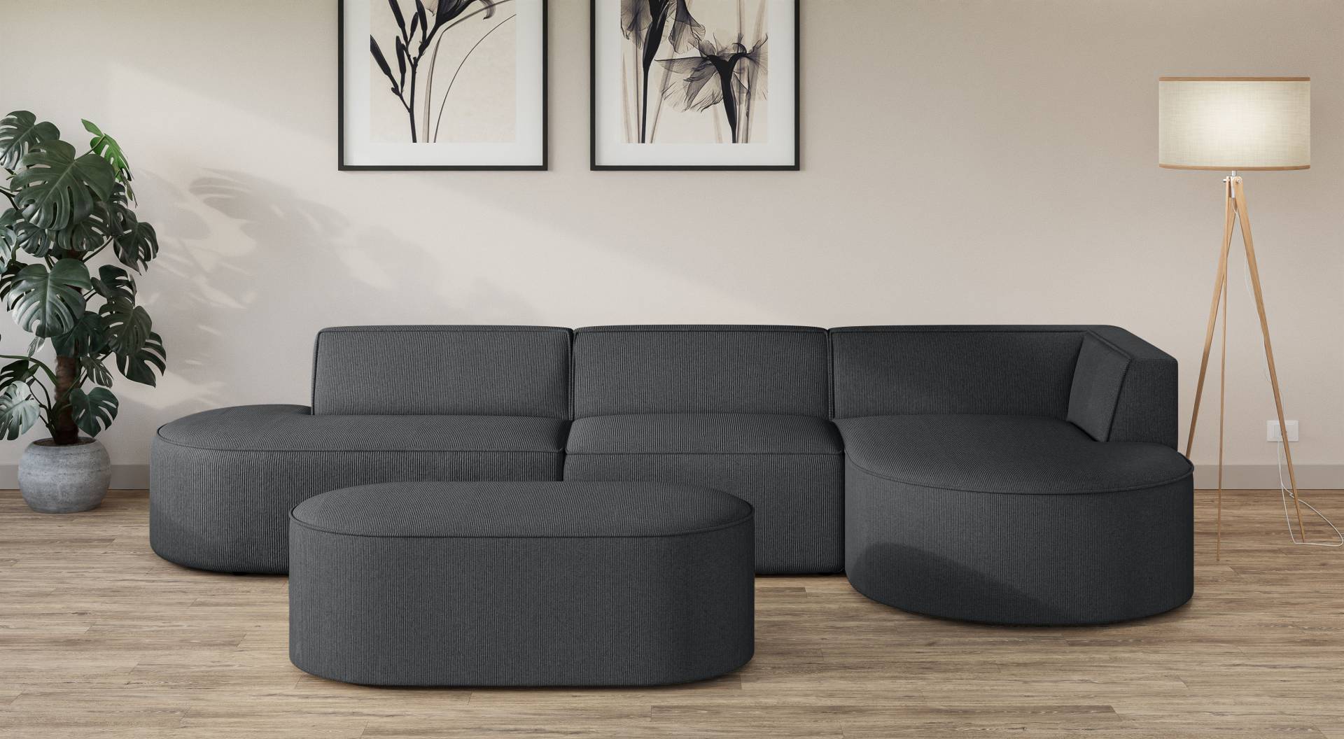 andas Ecksofa »EIVIND Designer Sofa mit Ottomane rechts/links, B/T/H: 343/159/72 cm«, L-Form mit Wellenunterfederung, auch in Feincord und Bouclé andas Ecksofa »EIVIND Designer Sofa mit Ottomane rechts/links, B/T/H: 343/159/72 cm«, L-Form mit Wellenunterfederung, auch in Feincord und Bouclé von andas
