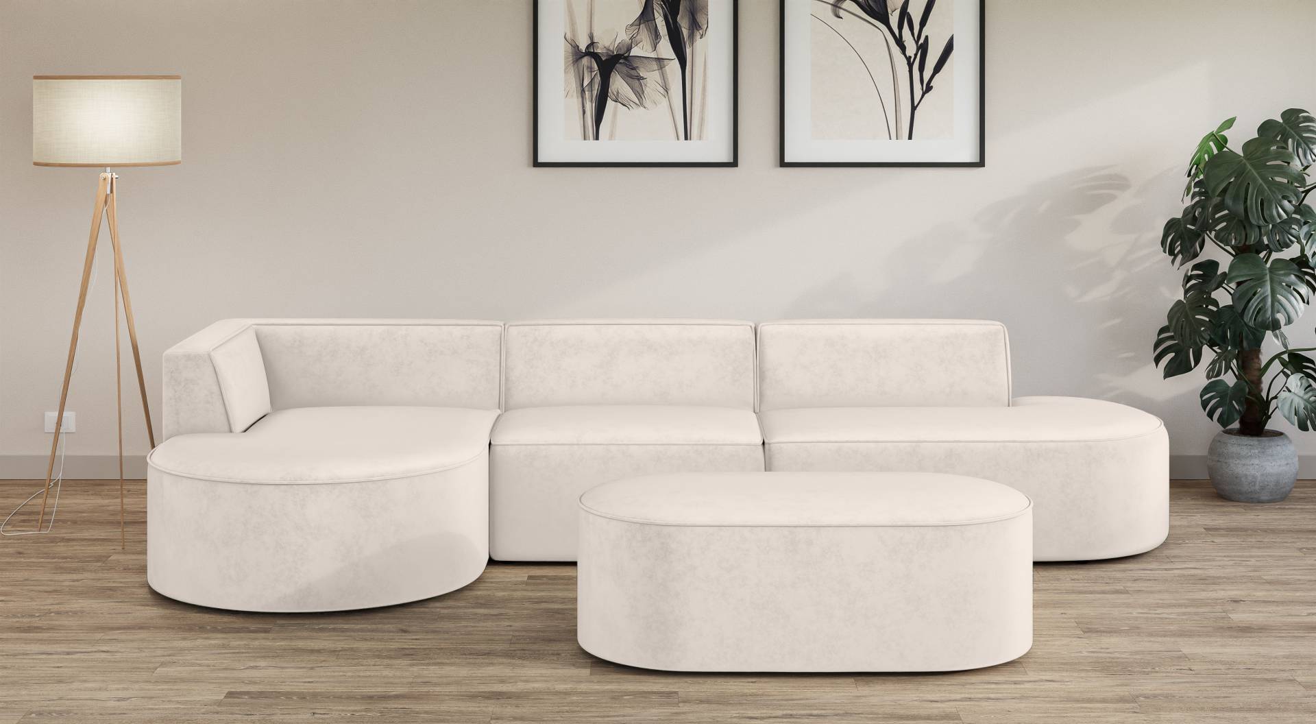 andas Ecksofa »EIVIND Designer Sofa mit Ottomane rechts/links, B/T/H: 343/159/72 cm«, L-Form mit Wellenunterfederung, auch in Feincord und Bouclé andas Ecksofa »EIVIND Designer Sofa mit Ottomane rechts/links, B/T/H: 343/159/72 cm«, L-Form mit Wellenunterfederung, auch in Feincord und Bouclé von andas