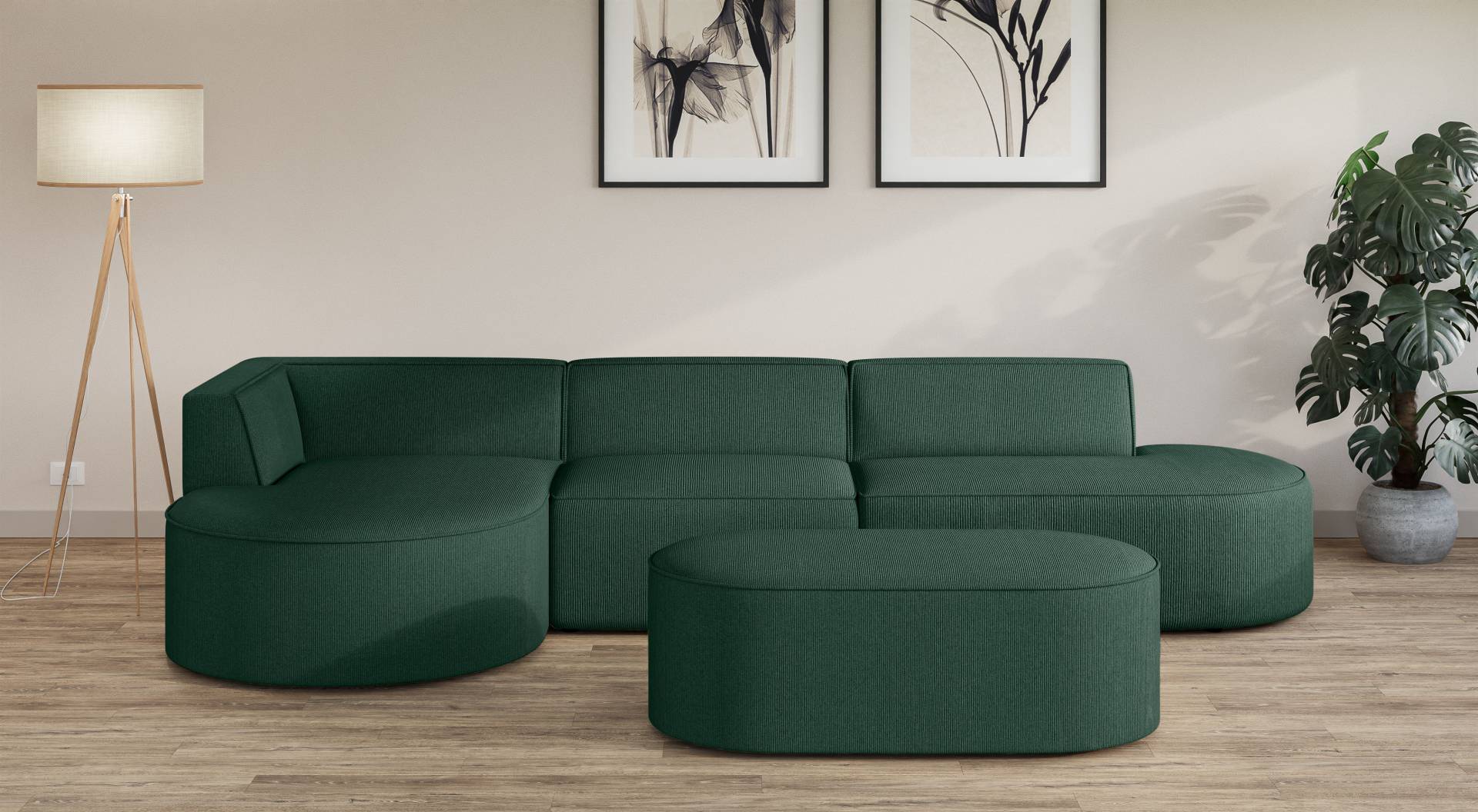 andas Ecksofa »EIVIND Designer Sofa mit Ottomane rechts/links, B/T/H: 343/159/72 cm«, L-Form mit Wellenunterfederung, auch in Feincord und Bouclé andas Ecksofa »EIVIND Designer Sofa mit Ottomane rechts/links, B/T/H: 343/159/72 cm«, L-Form mit Wellenunterfederung, auch in Feincord und Bouclé von andas