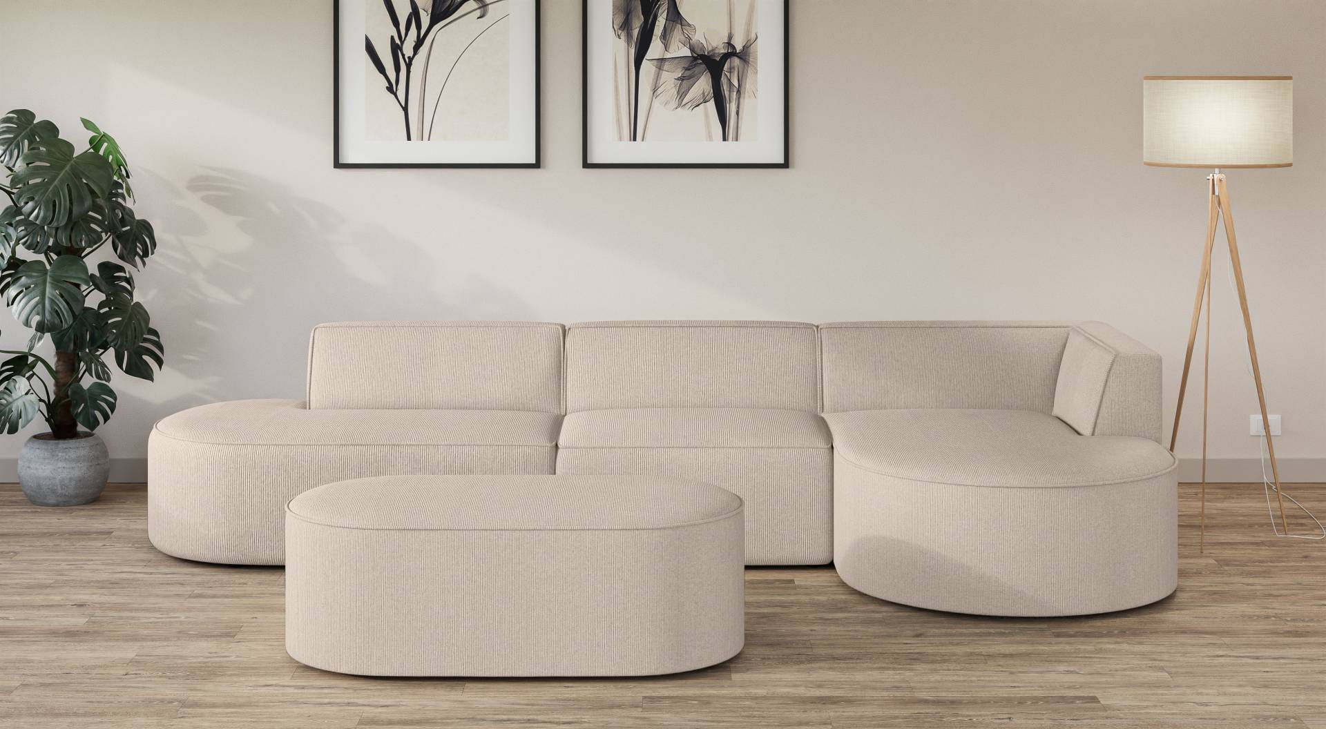 andas Ecksofa »EIVIND Designer Sofa mit Ottomane rechts/links, B/T/H: 343/159/72 cm«, L-Form mit Wellenunterfederung, auch in Feincord und Bouclé andas Ecksofa »EIVIND Designer Sofa mit Ottomane rechts/links, B/T/H: 343/159/72 cm«, L-Form mit Wellenunterfederung, auch in Feincord und Bouclé von andas