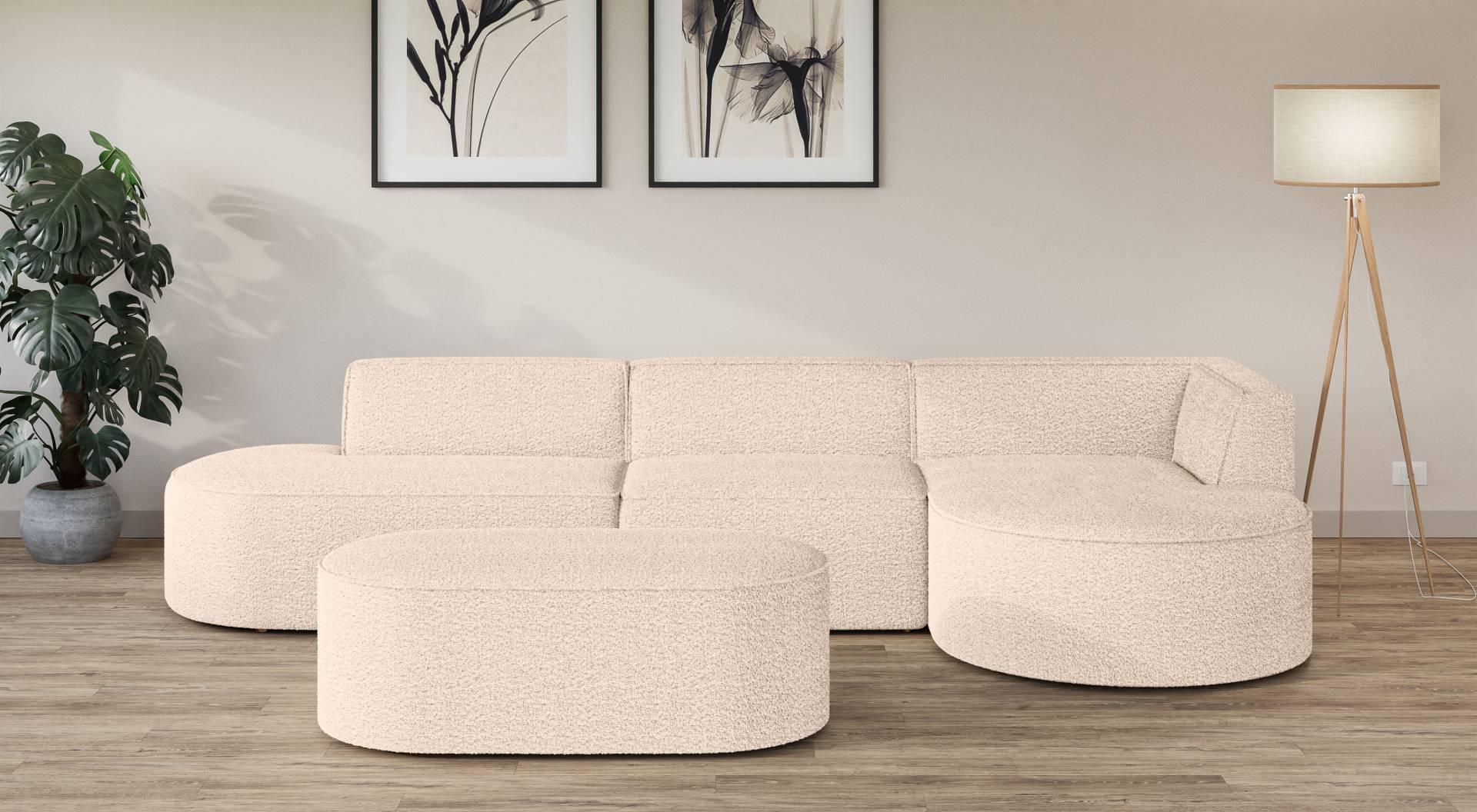 andas Ecksofa »EIVIND Designer Sofa mit Ottomane rechts/links, B/T/H: 343/159/72 cm«, L-Form mit Wellenunterfederung, auch in Feincord und Bouclé andas Ecksofa »EIVIND Designer Sofa mit Ottomane rechts/links, B/T/H: 343/159/72 cm«, L-Form mit Wellenunterfederung, auch in Feincord und Bouclé von andas