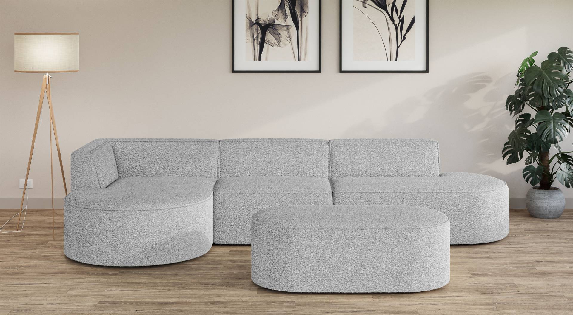 andas Ecksofa »EIVIND Designer Sofa mit Ottomane rechts/links, B/T/H: 343/159/72 cm«, L-Form mit Wellenunterfederung, auch in Feincord und Bouclé andas Ecksofa »EIVIND Designer Sofa mit Ottomane rechts/links, B/T/H: 343/159/72 cm«, L-Form mit Wellenunterfederung, auch in Feincord und Bouclé von andas