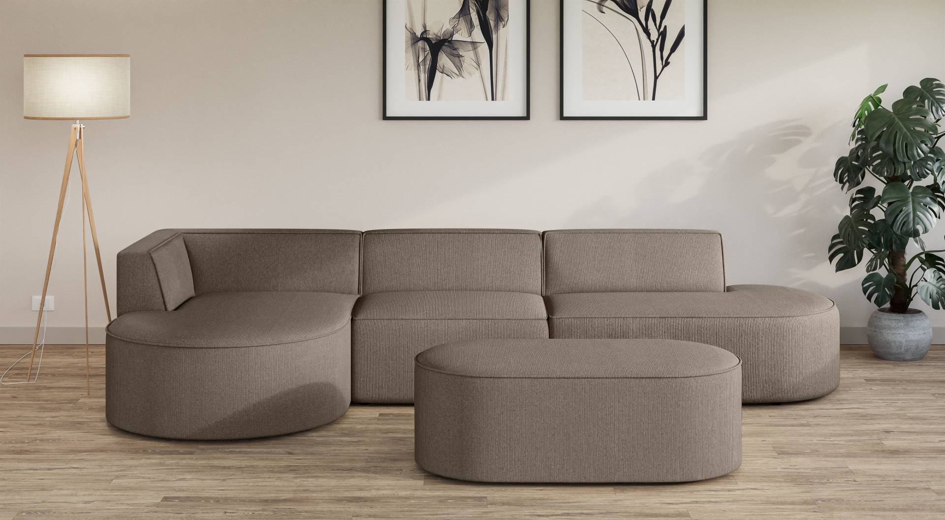 andas Ecksofa »EIVIND Designer Sofa mit Ottomane rechts/links, B/T/H: 343/159/72 cm«, L-Form mit Wellenunterfederung, auch in Feincord und Bouclé andas Ecksofa »EIVIND Designer Sofa mit Ottomane rechts/links, B/T/H: 343/159/72 cm«, L-Form mit Wellenunterfederung, auch in Feincord und Bouclé von andas