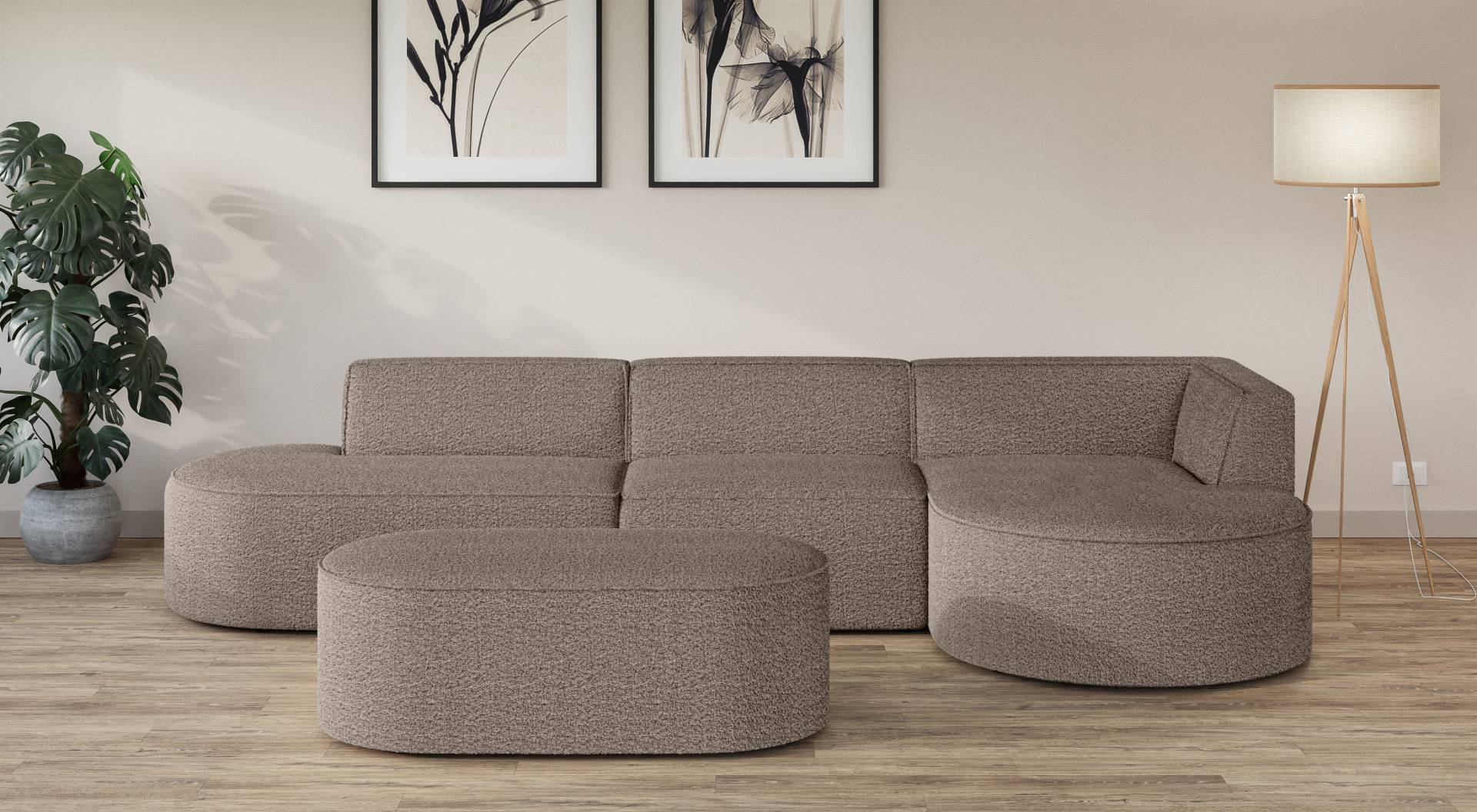 andas Ecksofa »EIVIND Designer Sofa mit Ottomane rechts/links, B/T/H: 343/159/72 cm«, L-Form mit Wellenunterfederung, auch in Feincord und Bouclé andas Ecksofa »EIVIND Designer Sofa mit Ottomane rechts/links, B/T/H: 343/159/72 cm«, L-Form mit Wellenunterfederung, auch in Feincord und Bouclé von andas