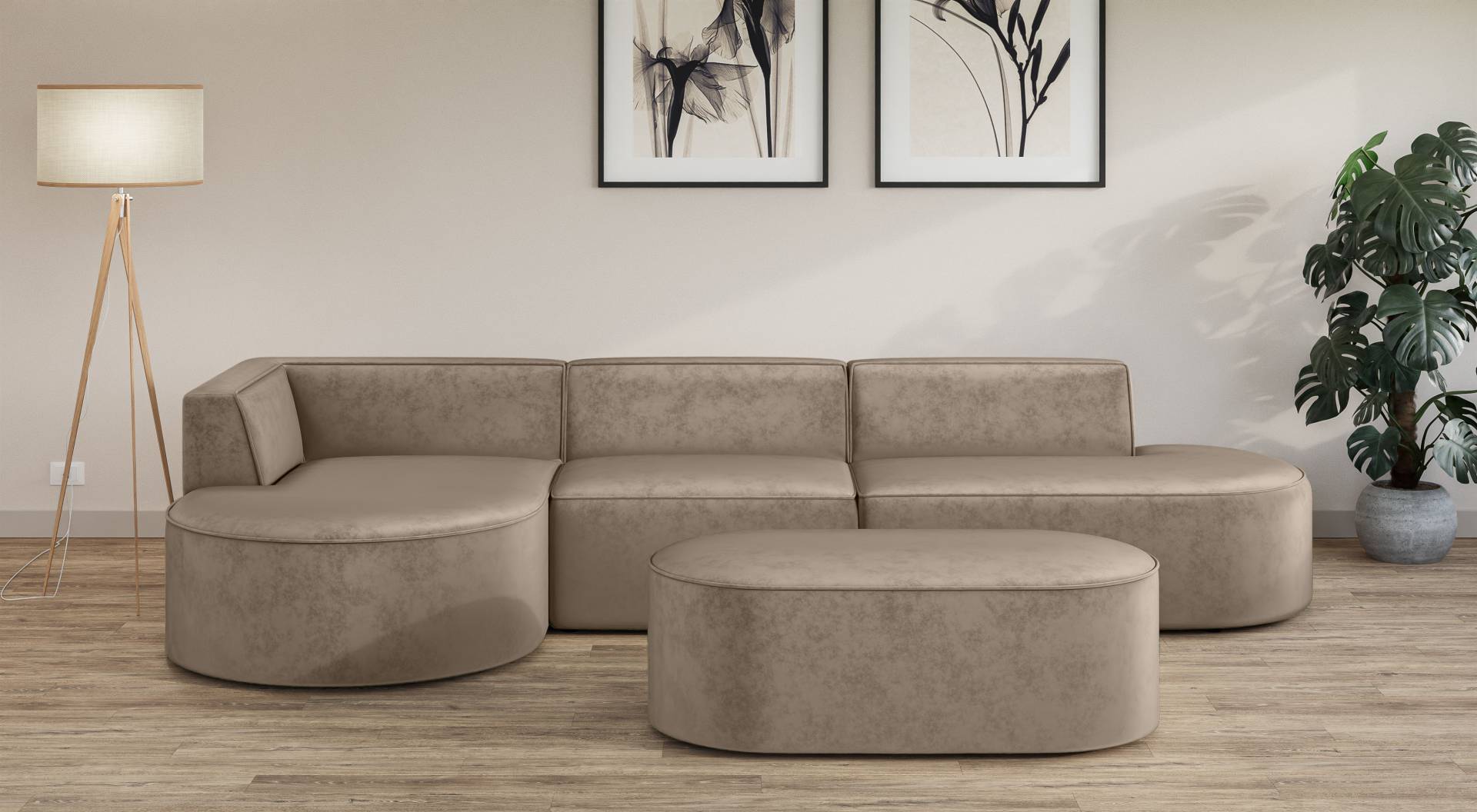 andas Ecksofa »EIVIND Designer Sofa mit Ottomane rechts/links, B/T/H: 343/159/72 cm«, L-Form mit Wellenunterfederung, auch in Feincord und Bouclé andas Ecksofa »EIVIND Designer Sofa mit Ottomane rechts/links, B/T/H: 343/159/72 cm«, L-Form mit Wellenunterfederung, auch in Feincord und Bouclé von andas