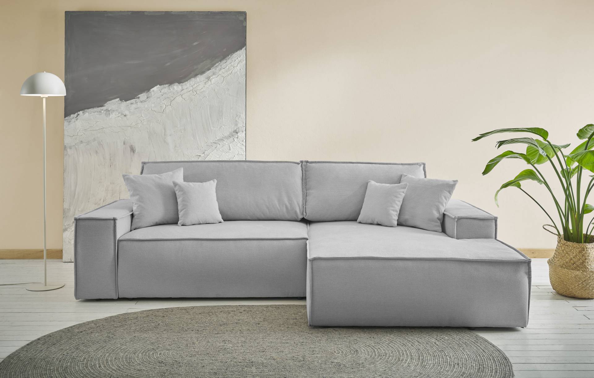 andas Ecksofa »Finnley Schlafsofa 267 cm in Bouclé u. Struktur fein« von andas