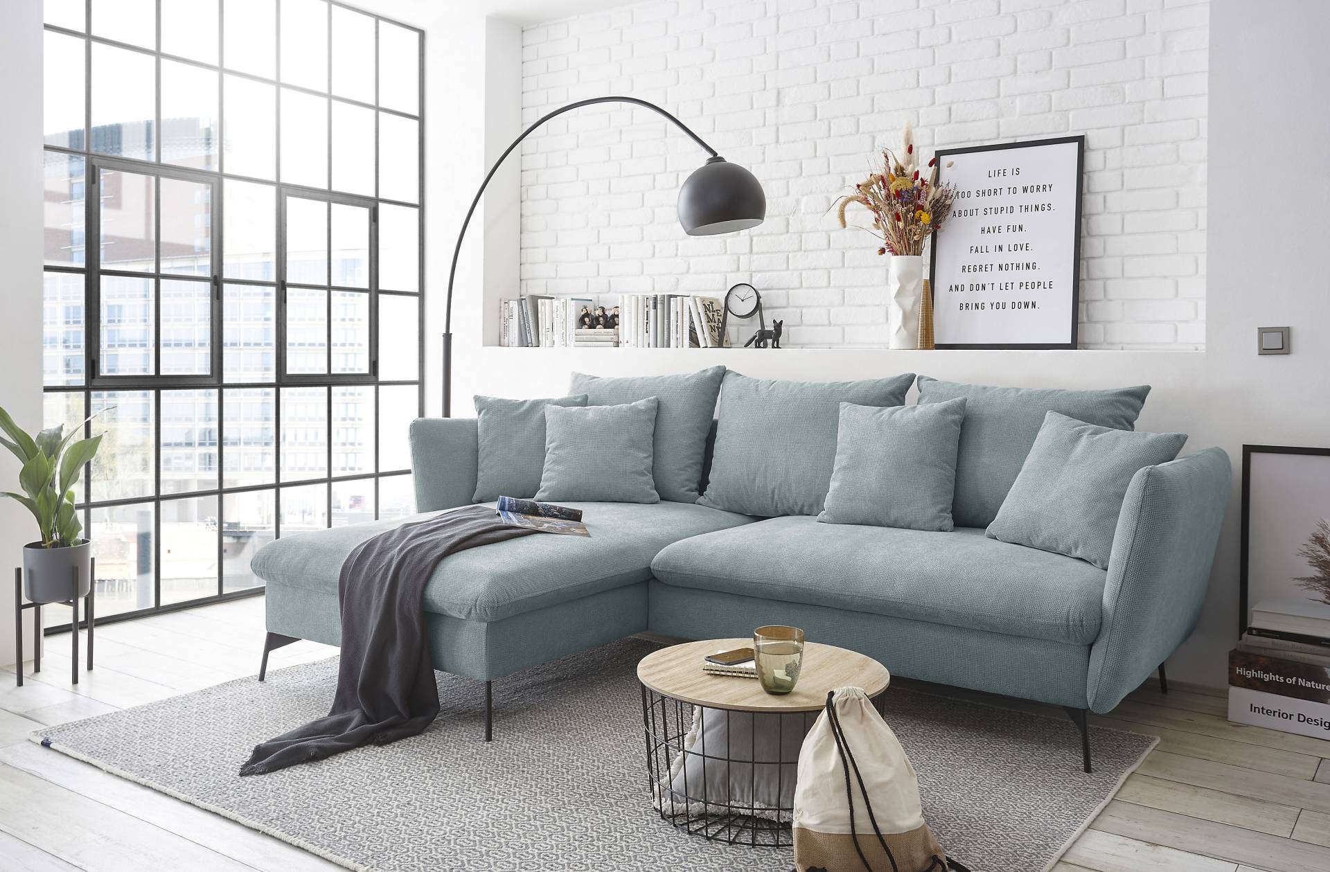 andas Ecksofa »LIVORNO,258 cm, L-Form,«, Schlaffunktion u. Bettkasten (139/224cm), Samt, Struktur, Webstoff andas Ecksofa »LIVORNO,258 cm, L-Form,«, Schlaffunktion u. Bettkasten (139/224cm), Samt, Struktur, Webstoff von andas