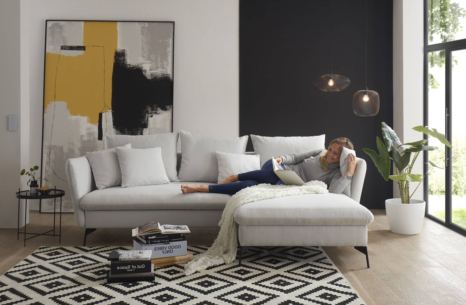 andas Ecksofa »LIVORNO,258 cm, L-Form,«, Schlaffunktion u. Bettkasten (139/224cm), Samt, Struktur, Webstoff andas Ecksofa »LIVORNO,258 cm, L-Form,«, Schlaffunktion u. Bettkasten (139/224cm), Samt, Struktur, Webstoff von andas