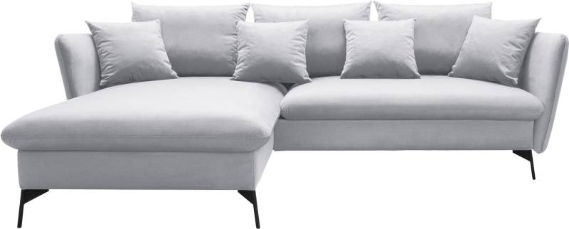 andas Ecksofa »LIVORNO,258 cm, L-Form,«, Schlaffunktion u. Bettkasten (139/224cm), Samt, Struktur, Webstoff von andas
