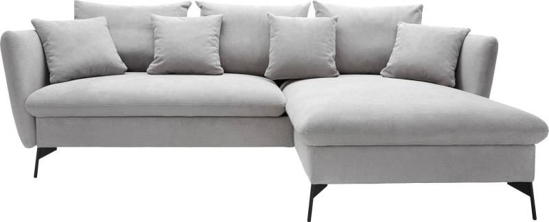 andas Ecksofa »LIVORNO,258 cm, L-Form,«, Schlaffunktion u. Bettkasten (139/224cm), Samt, Struktur, Webstoff von andas