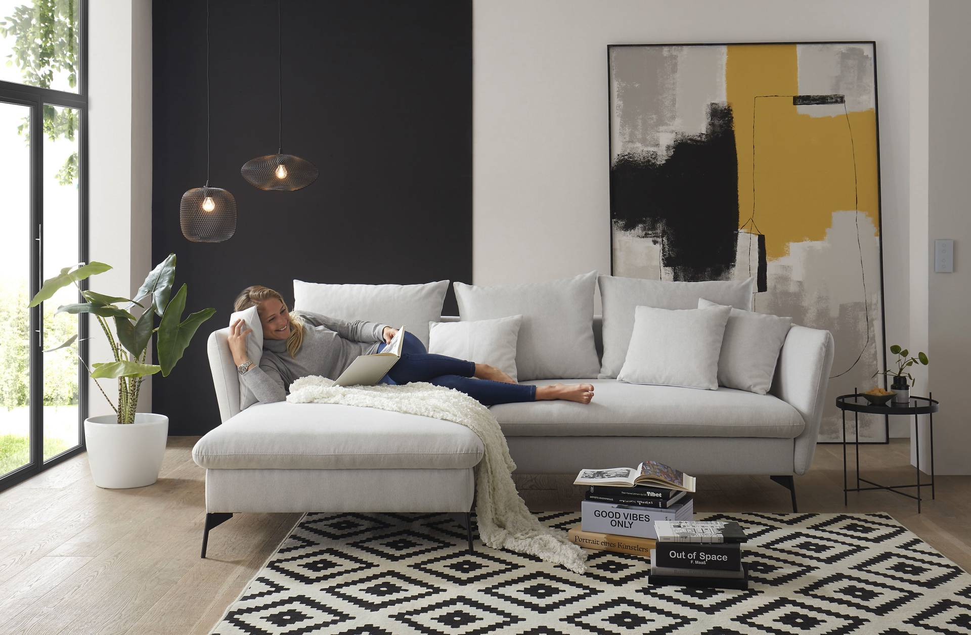 andas Ecksofa »LIVORNO,258 cm, L-Form,«, Schlaffunktion u. Bettkasten (139/224cm), Samt, Struktur, Webstoff andas Ecksofa »LIVORNO,258 cm, L-Form,«, Schlaffunktion u. Bettkasten (139/224cm), Samt, Struktur, Webstoff von andas