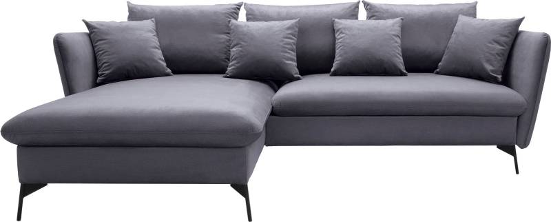 andas Ecksofa »LIVORNO,258 cm, L-Form,«, Schlaffunktion u. Bettkasten (139/224cm), Samt, Struktur, Webstoff von andas
