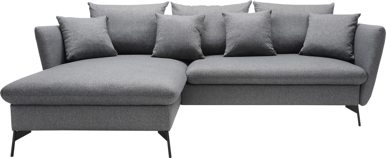 andas Ecksofa »LIVORNO,258 cm, L-Form,«, Schlaffunktion u. Bettkasten (139/224cm), Samt, Struktur, Webstoff von andas