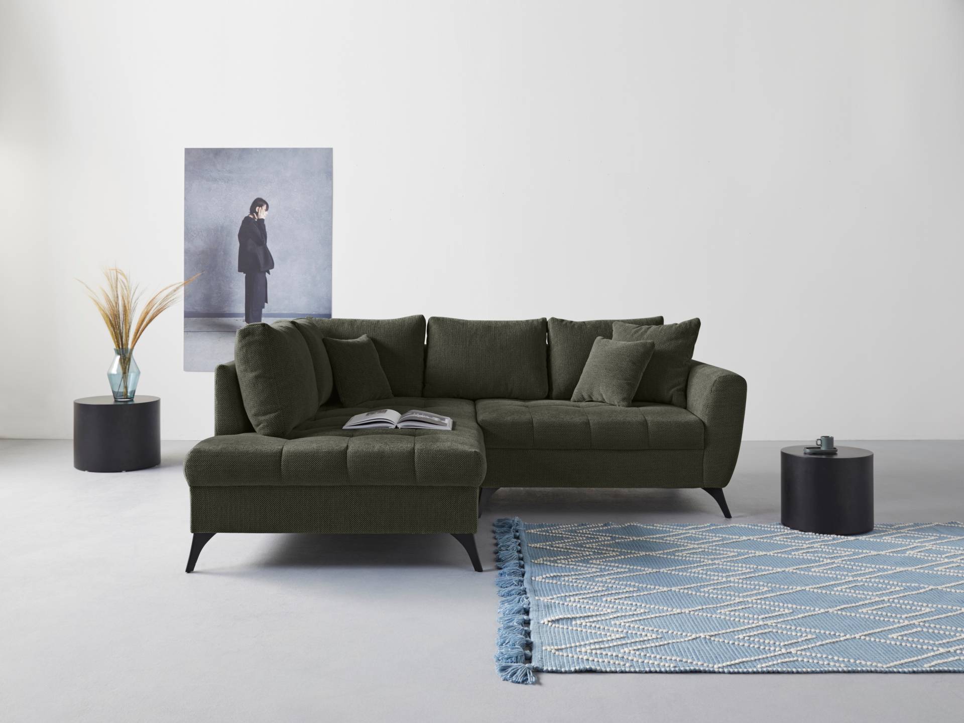 INOSIGN Ecksofa »Lörby L-Form«, auch mit Aqua clean-Bezug, feine Steppung im Sitzbereich, lose Kissen von INOSIGN