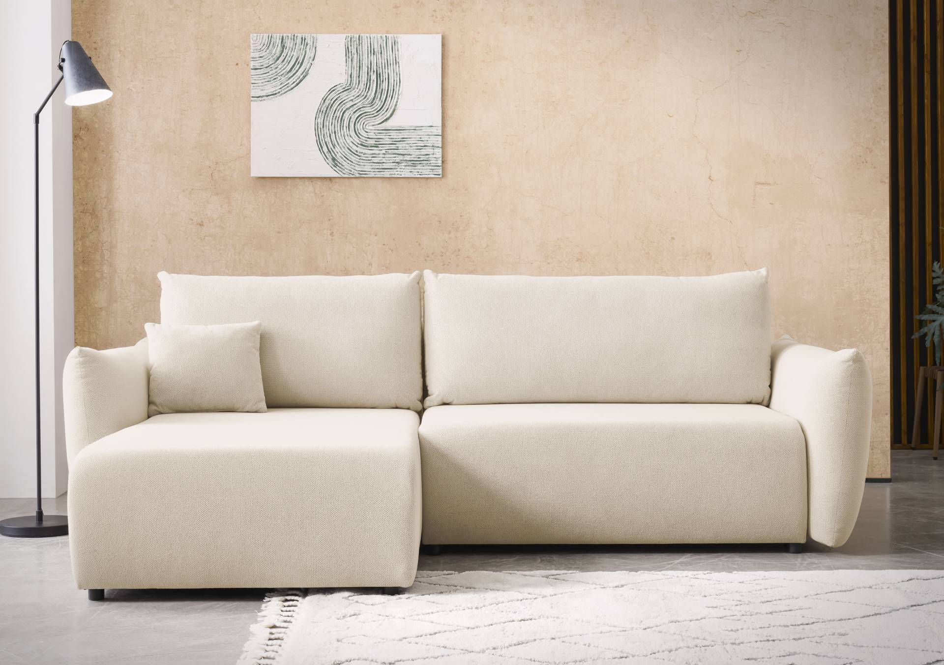 INOSIGN Ecksofa »MAVAS Schlafsofa mit Bettkasten, L-Form,«, ca.257/127cm (Liegefläche 212/145 cm), Cord, Chenille, Struktur von INOSIGN