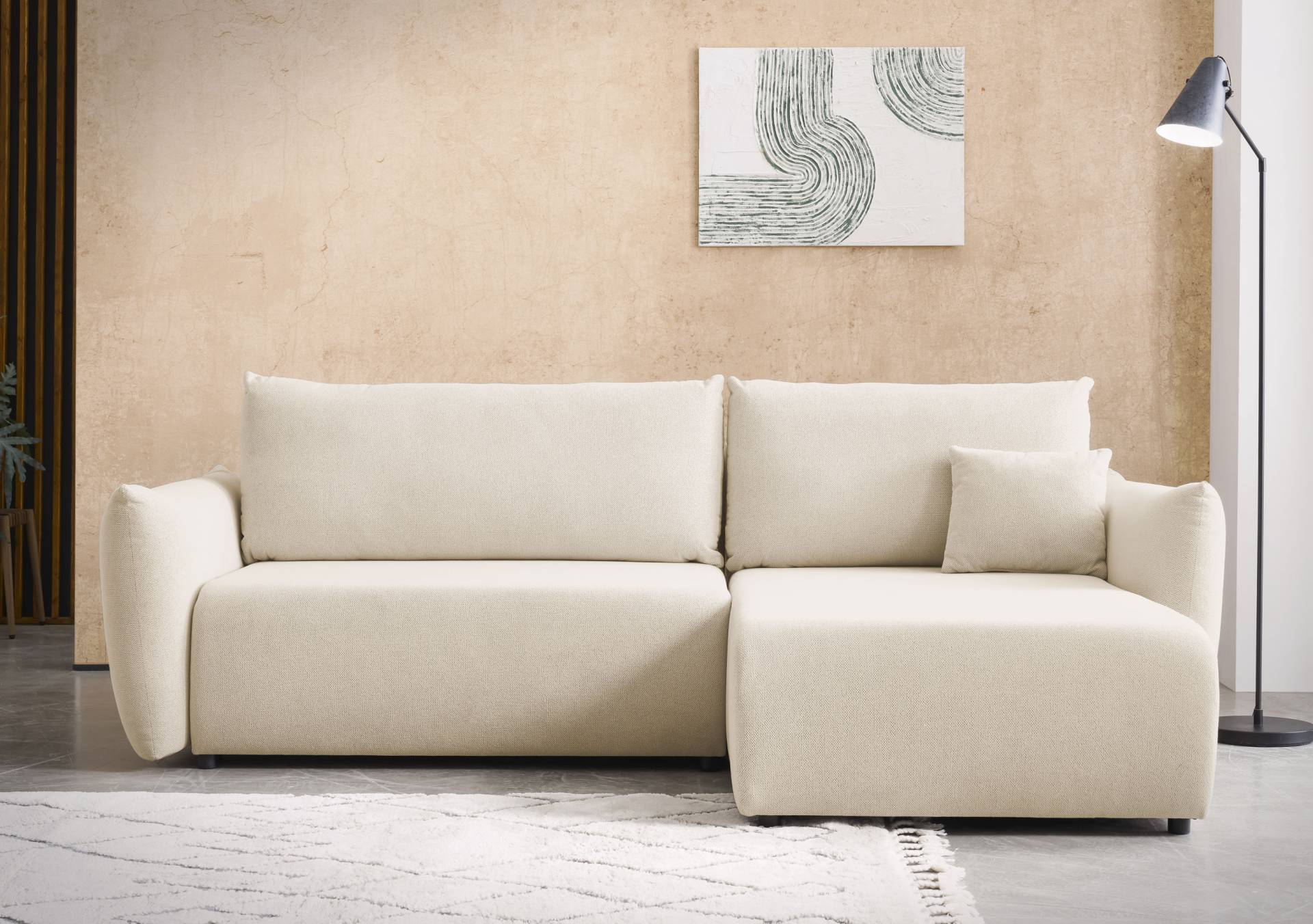INOSIGN Ecksofa »MAVAS Schlafsofa mit Bettkasten, L-Form,«, ca.257/127cm (Liegefläche 212/145 cm), Cord, Chenille, Struktur von INOSIGN