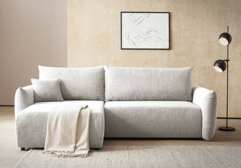 INOSIGN Ecksofa »MAVAS Schlafsofa mit Bettkasten, L-Form,«, ca.257/127cm (Liegefläche 212/145 cm), Cord, Chenille, Struktur von INOSIGN
