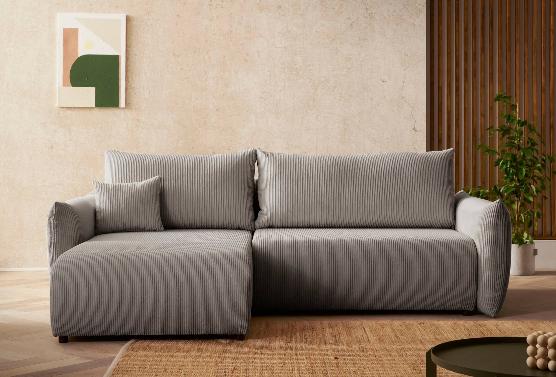 INOSIGN Ecksofa »MAVAS Schlafsofa mit Bettkasten, L-Form,«, ca.257/127cm (Liegefläche 212/145 cm), Cord, Chenille, Struktur von INOSIGN