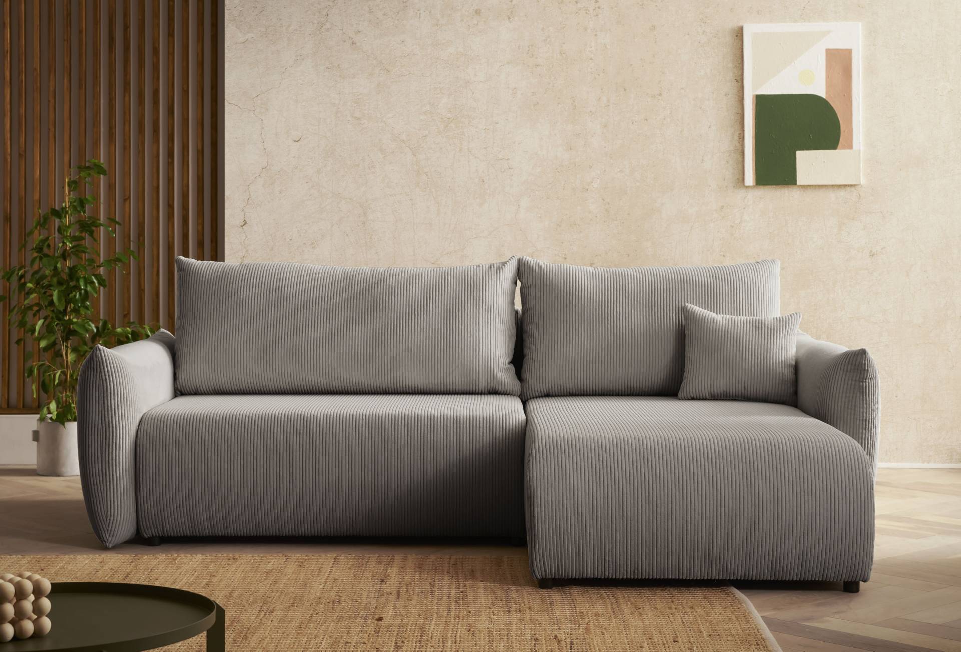 INOSIGN Ecksofa »MAVAS Schlafsofa mit Bettkasten, L-Form,«, ca.257/127cm (Liegefläche 212/145 cm), Cord, Chenille, Struktur von INOSIGN