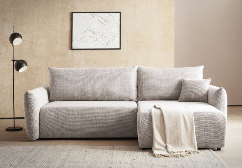 INOSIGN Ecksofa »MAVAS Schlafsofa mit Bettkasten, L-Form,«, ca.257/127cm (Liegefläche 212/145 cm), Cord, Chenille, Struktur von INOSIGN